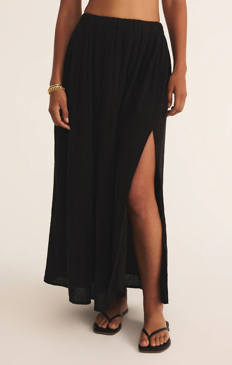 Z SUPPLY - REINA AIRY GAUZE MIDI SKIRT BLACK