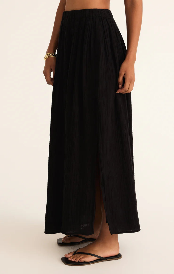 Z SUPPLY - REINA AIRY GAUZE MIDI SKIRT BLACK