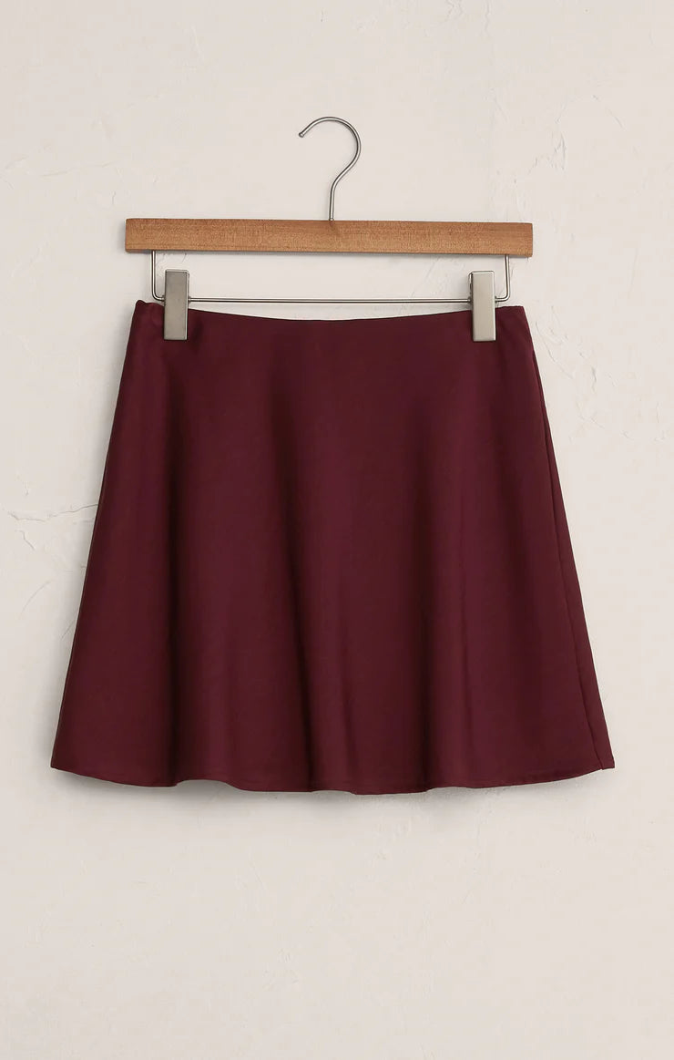 Z SUPPLY - CHABLIS SATIN MINI SKIRT MERLOT