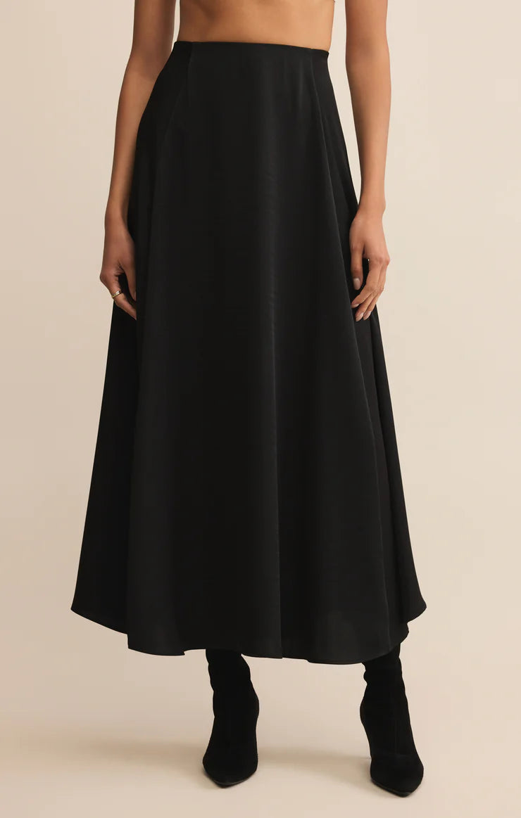 Z SUPPLY - NORTHPOINTE SATIN MIDI SKIRT BLACK