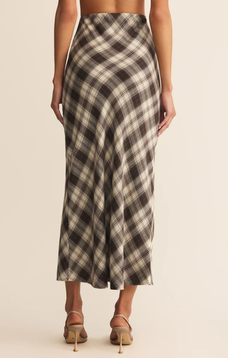 Z SUPPLY - EUROPA PLAID MIDI SKIRT BLACK