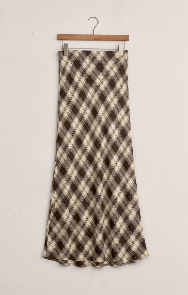 Z SUPPLY - EUROPA PLAID MIDI SKIRT BLACK