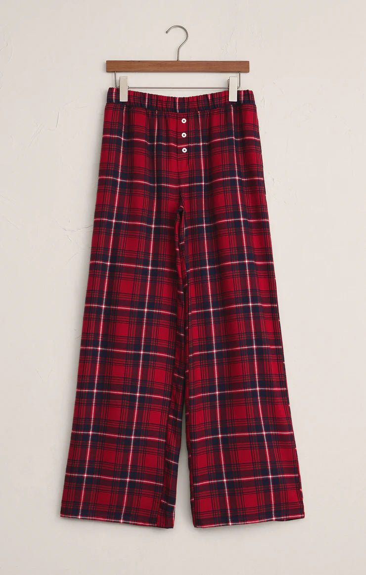 Z SUPPLY - HANGOUT PLAID PANT HAUTE RED