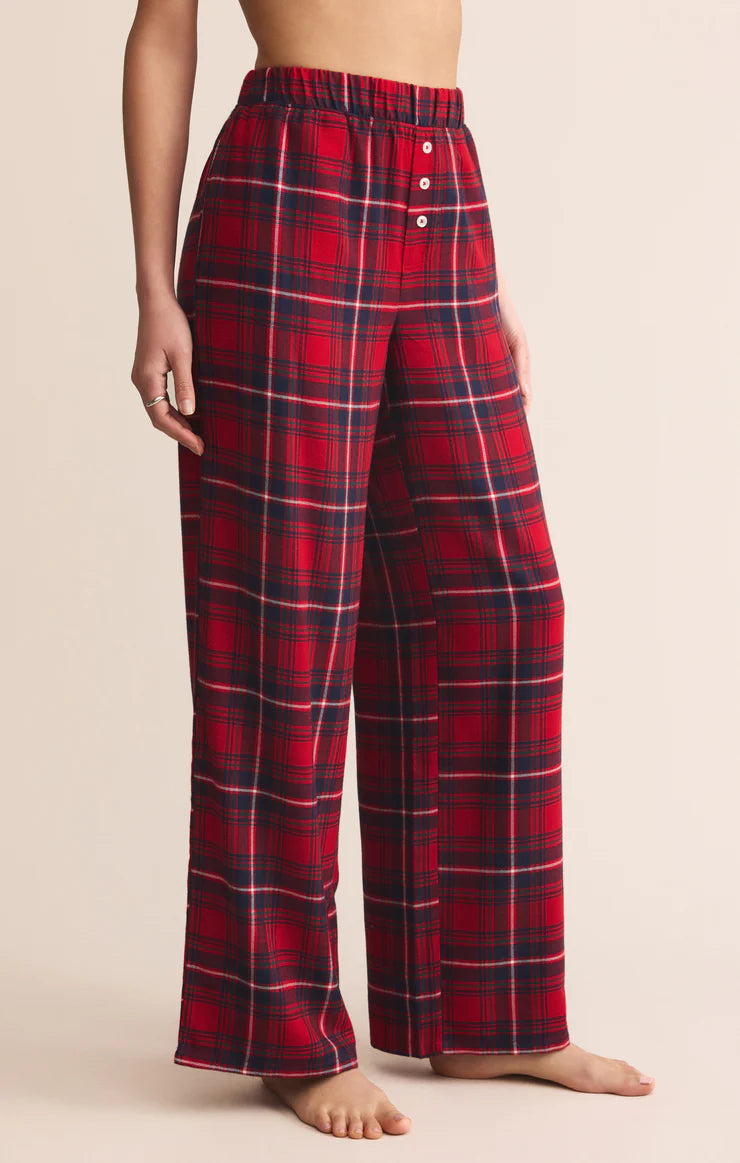 Z SUPPLY - HANGOUT PLAID PANT HAUTE RED