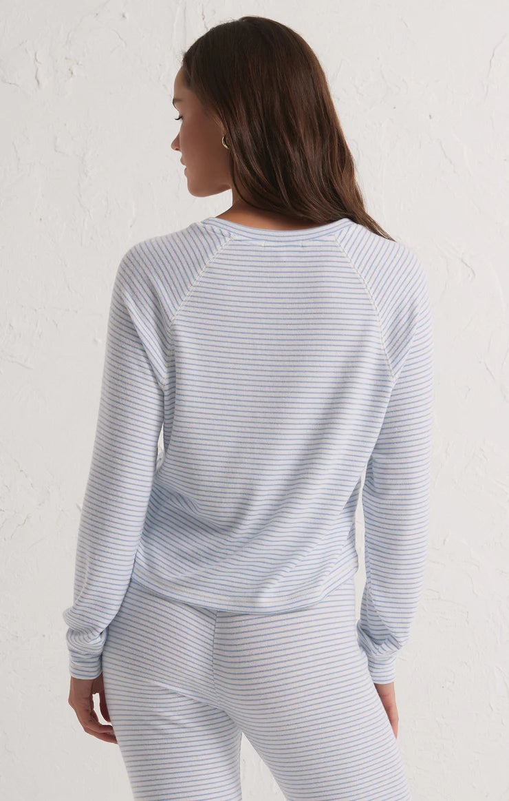 Z SUPPLY - STAYING IN STRIPE LS TOP BLUE JAY