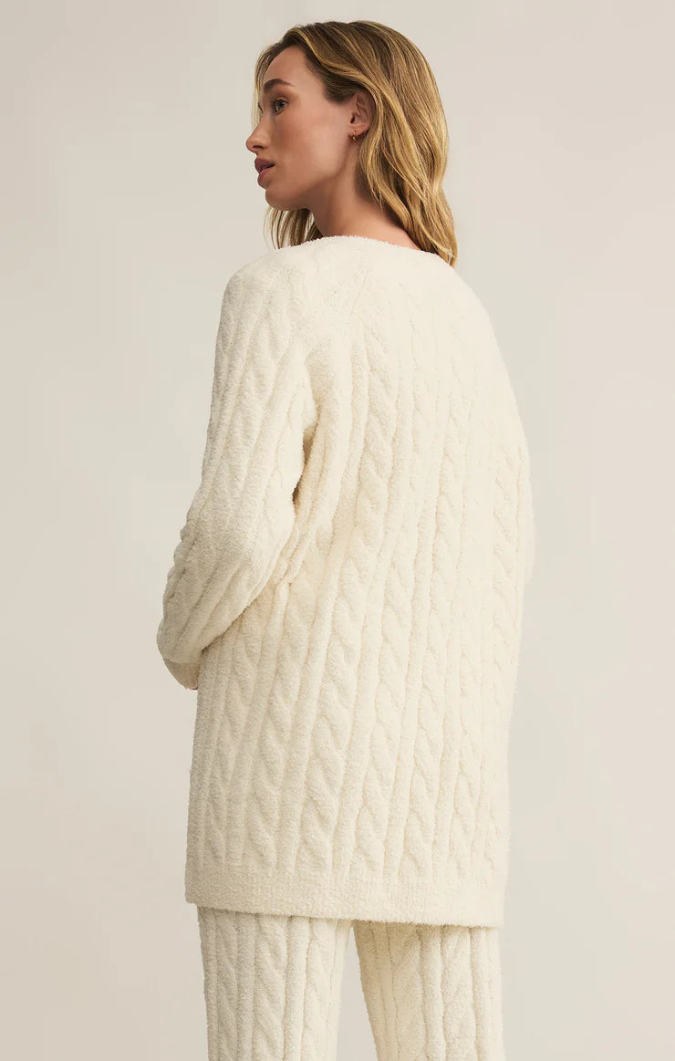 Z SUPPLY - CATE CABLE KNIT CARDIGAN SEA SALT