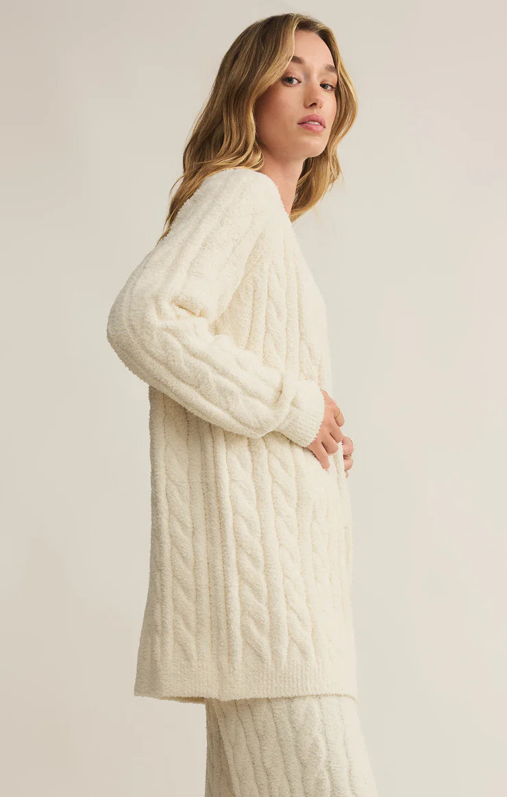 Z SUPPLY - CATE CABLE KNIT CARDIGAN SEA SALT