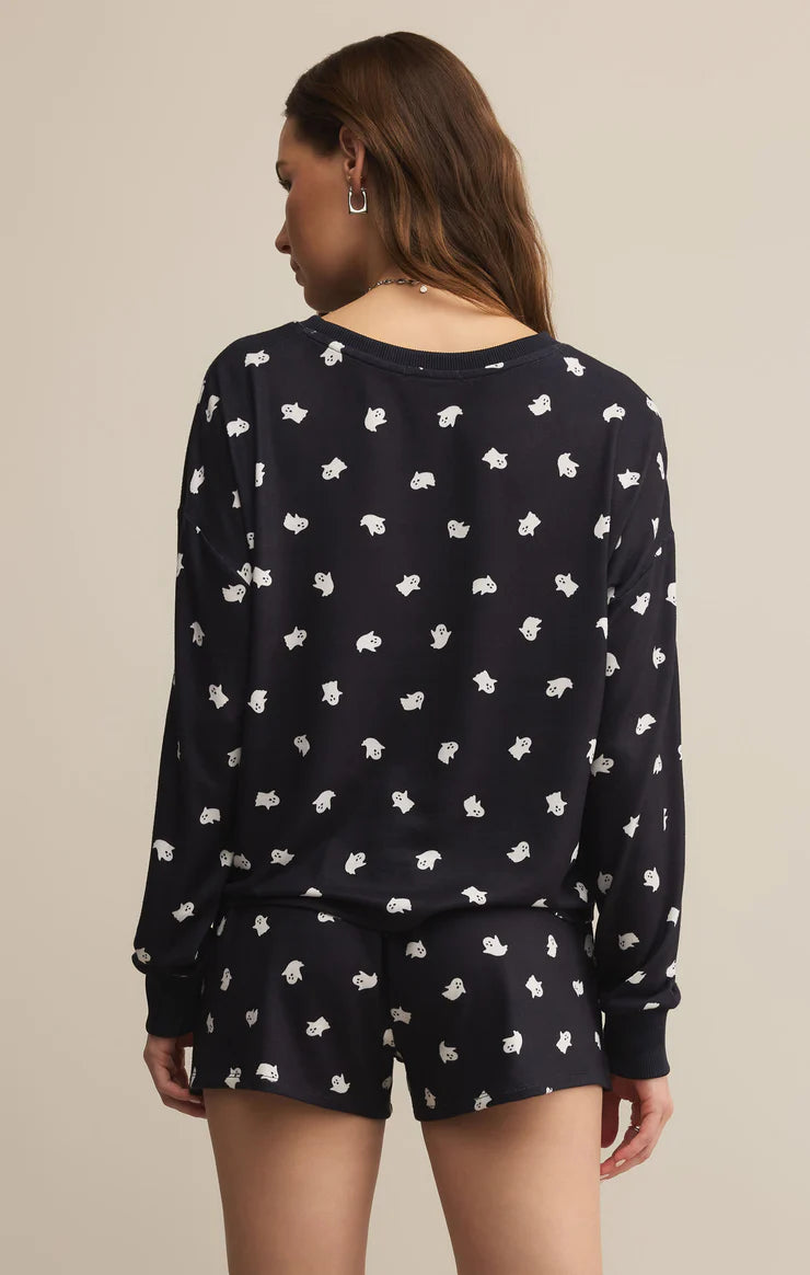 Z SUPPLY - REGAN GHOST LONG SLEEVE TOP BLACK SAND