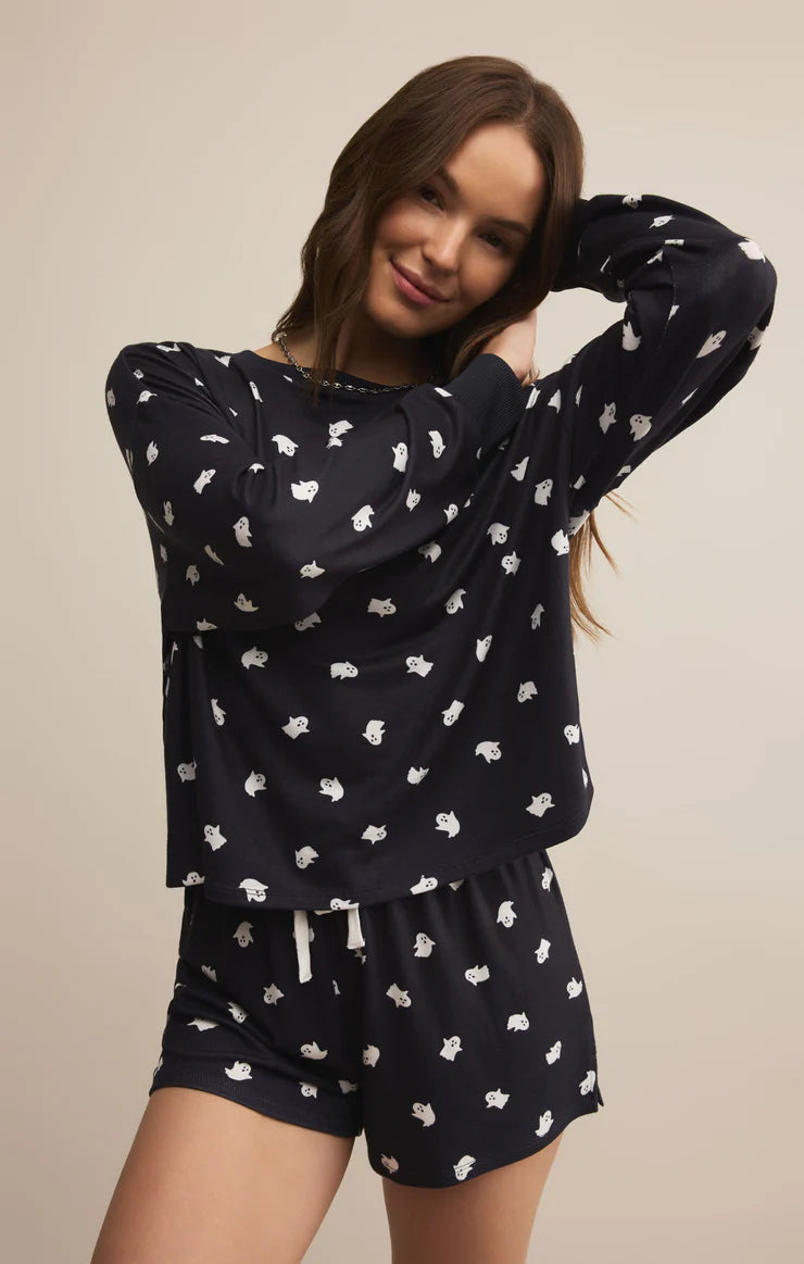 Z SUPPLY - REGAN GHOST LONG SLEEVE TOP BLACK SAND