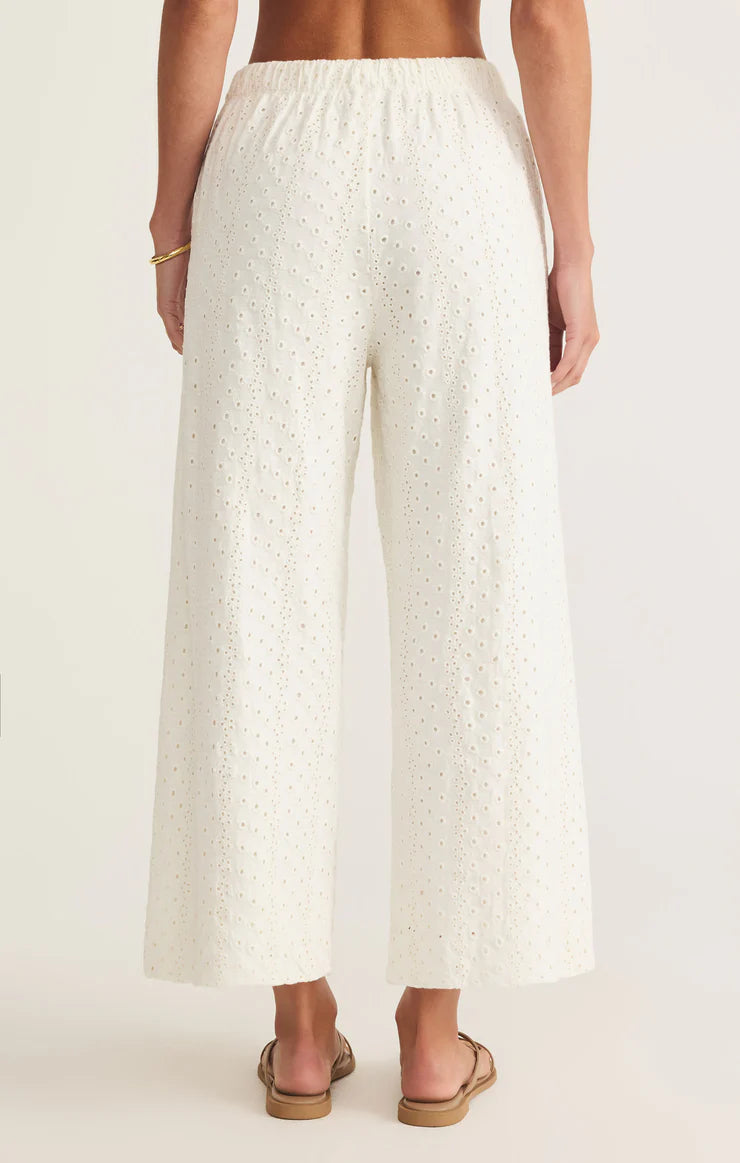 Z SUPPLY - ROMI KNIT EYELET PANT WHITE