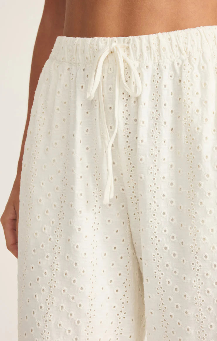 Z SUPPLY - ROMI KNIT EYELET PANT WHITE