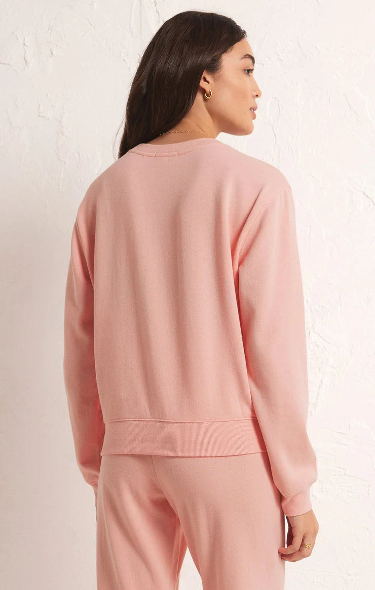 Z SUPPLY - CLASSIC CREW SWEATSHIRT PINK LEMONADE