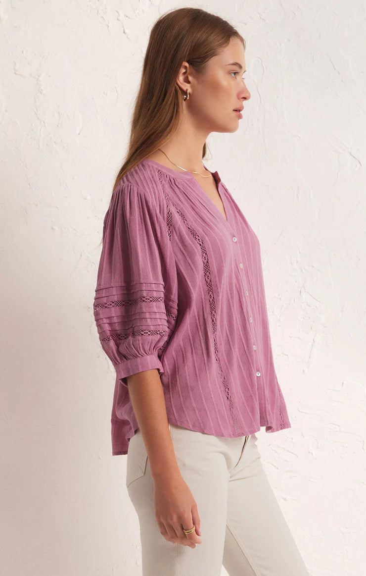 Z SUPPLY - ELLIOT LACE INSET TOP DUSTY ORCHID