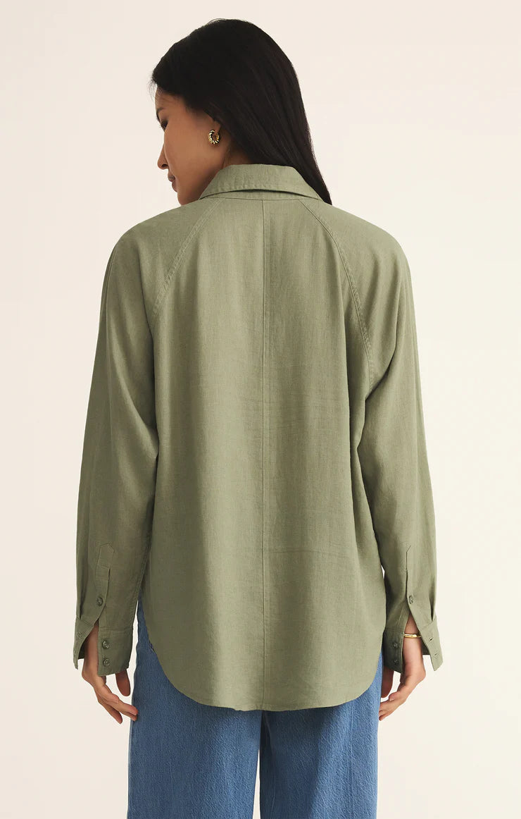 Z SUPPLY - THE PERFECT LINEN TOP AVOCADO