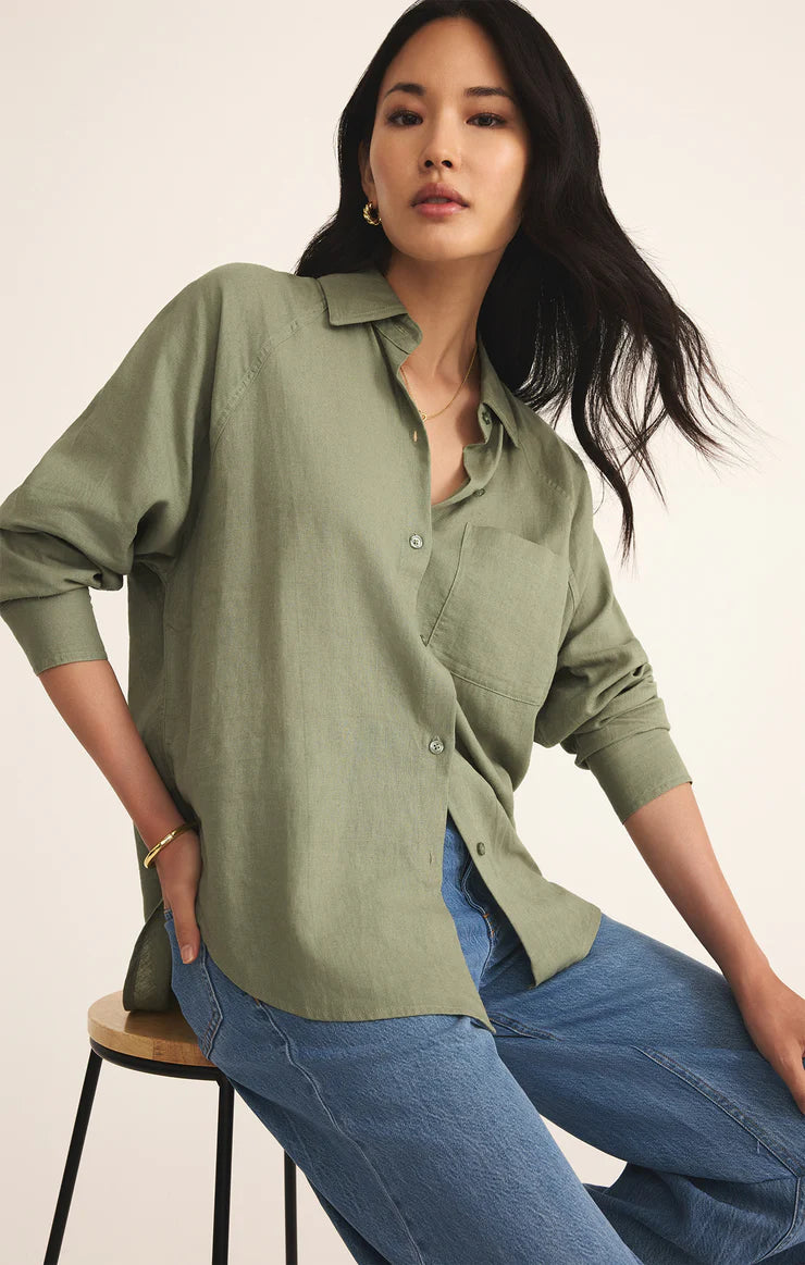Z SUPPLY - THE PERFECT LINEN TOP AVOCADO
