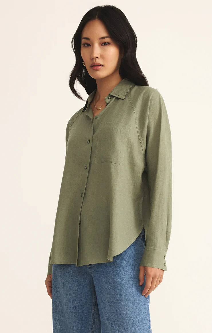 Z SUPPLY - THE PERFECT LINEN TOP AVOCADO