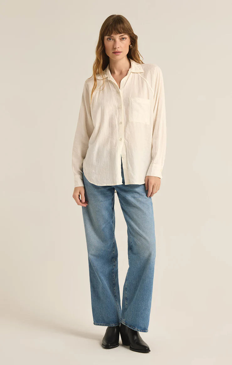 Z SUPPLY - THE PERFECT LINEN TOP WHITE