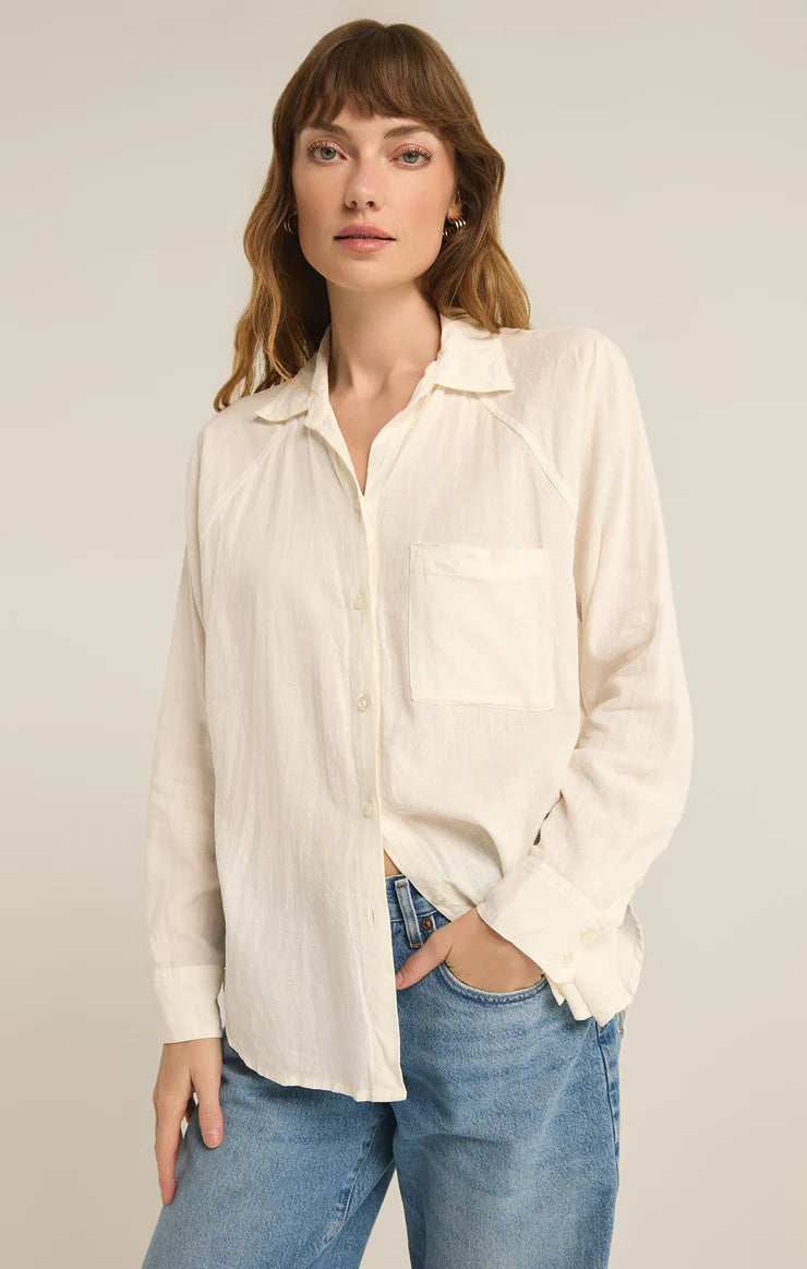 Z SUPPLY - THE PERFECT LINEN TOP WHITE