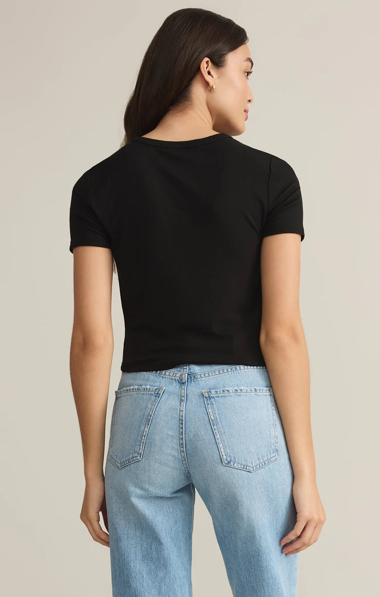 Z SUPPLY - SECOND SKIN CROPPED TEE BLACK