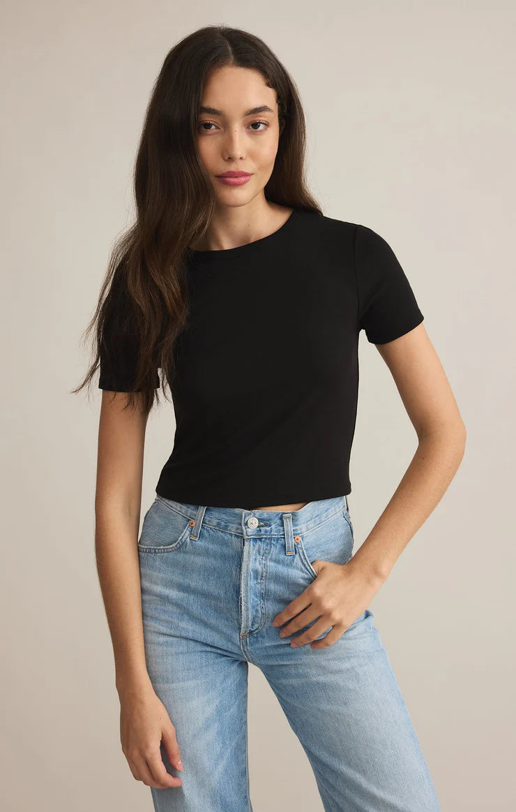 Z SUPPLY - SECOND SKIN CROPPED TEE BLACK