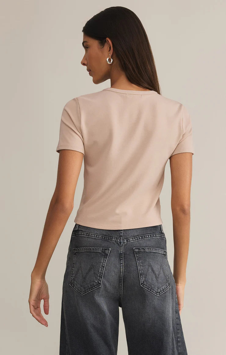 Z SUPPLY - SECOND SKIN CROPPED TEE PARCHMENT