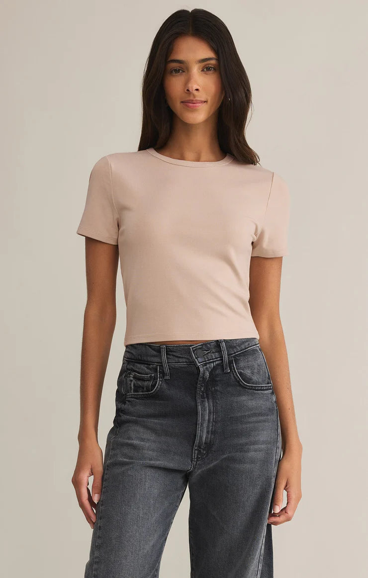 Z SUPPLY - SECOND SKIN CROPPED TEE PARCHMENT