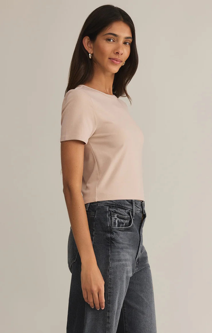 Z SUPPLY - SECOND SKIN CROPPED TEE PARCHMENT