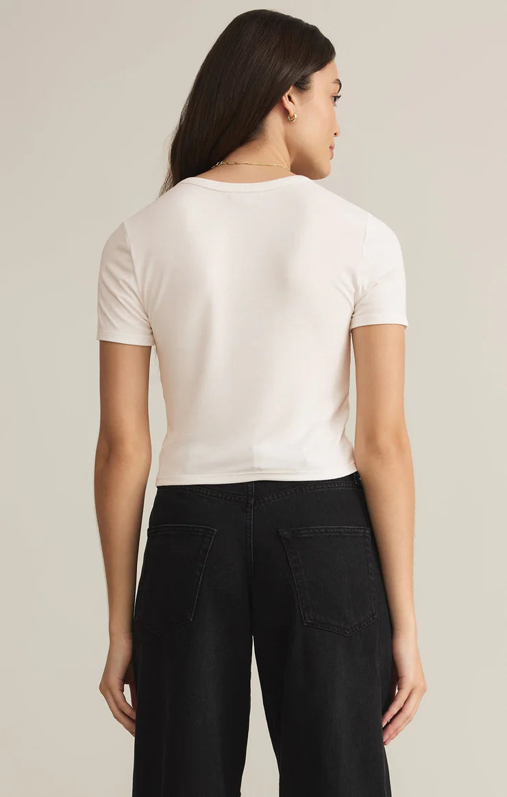 Z SUPPLY - SECOND SKIN CROPPED TEE WHITE