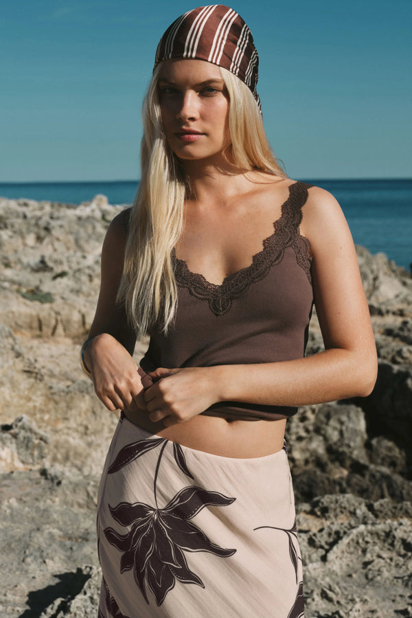 Z SUPPLY - EVE LACE TRIM TANK COCOA LATTE – swirlboutique