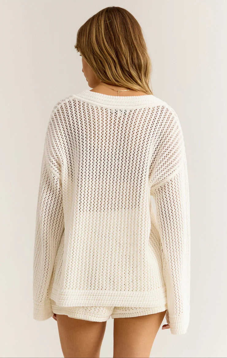 Z SUPPLY - KIAMI CROCHET SWEATER WHITE