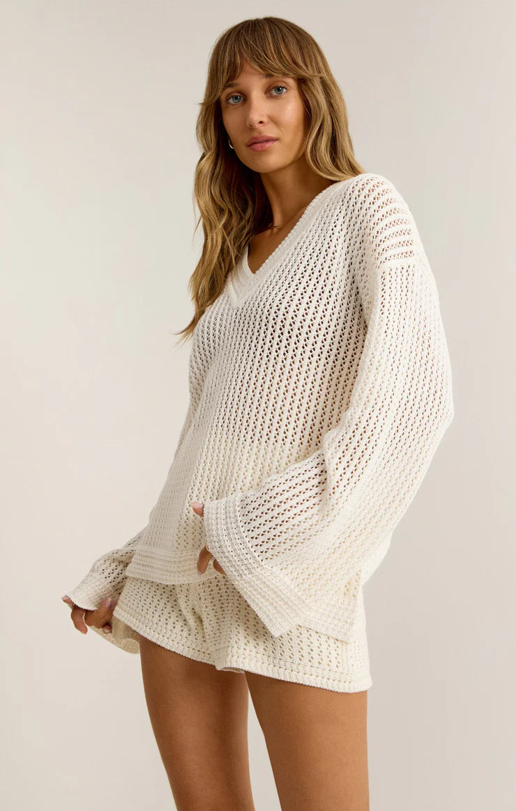 Z SUPPLY - KIAMI CROCHET SWEATER WHITE