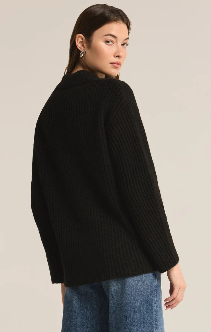 Z SUPPLY - LENNIE BUTTON UP SWEATER BLACK