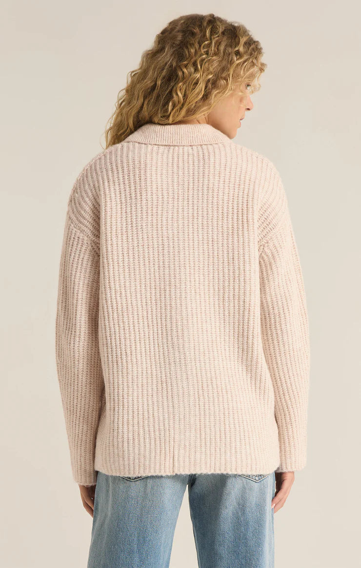 Z SUPPLY - LENNIE BUTTON UP SWEATER OATMEAL HEATHER