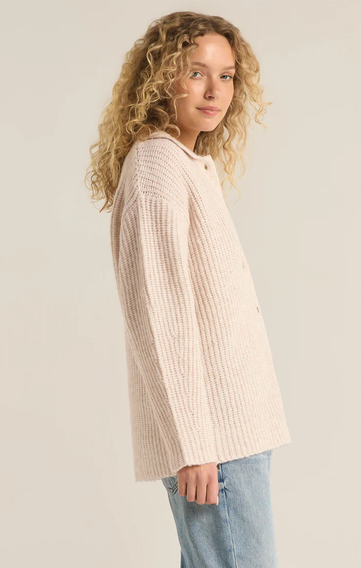 Z SUPPLY - LENNIE BUTTON UP SWEATER OATMEAL HEATHER