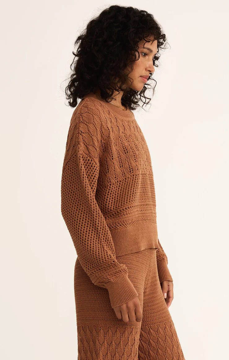Z SUPPLY - RUE CROCHET SWEATER TEAKWOOD