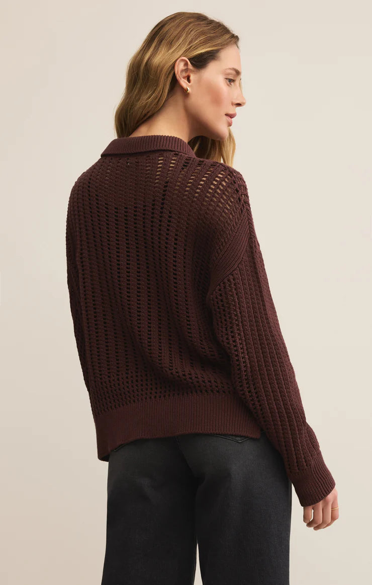 Z SUPPLY - LOOKING GLASS CROCHET POLO SWEATER