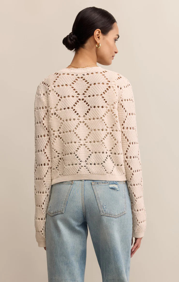 Z SUPPLY - ROSALYN DIAMOND SWEATER CARDIGAN CRYSTAL