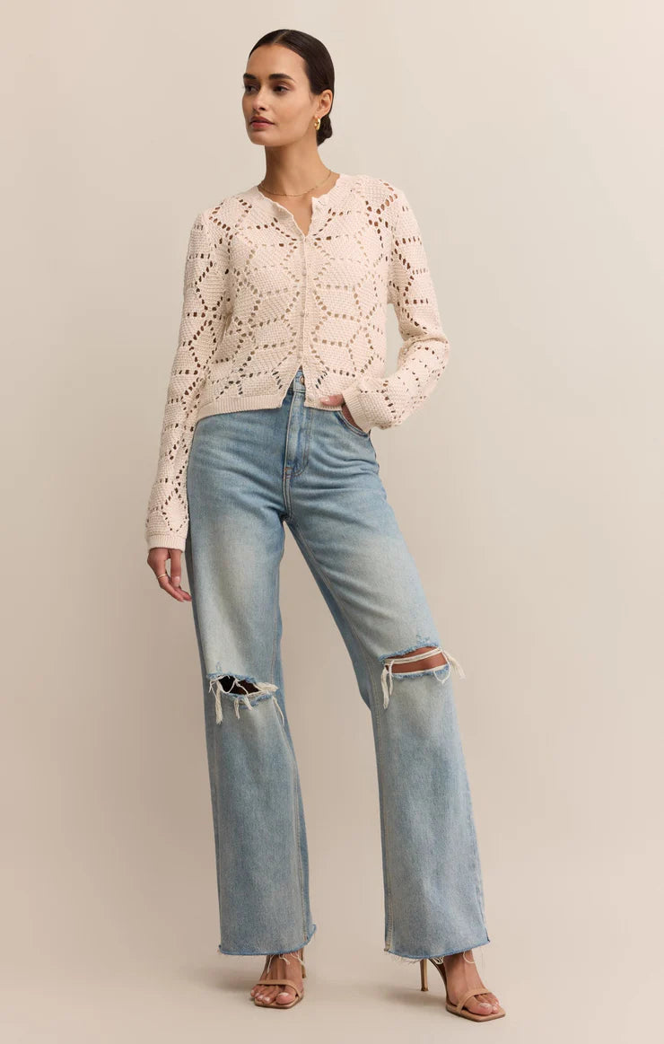 Z SUPPLY - ROSALYN DIAMOND SWEATER CARDIGAN CRYSTAL