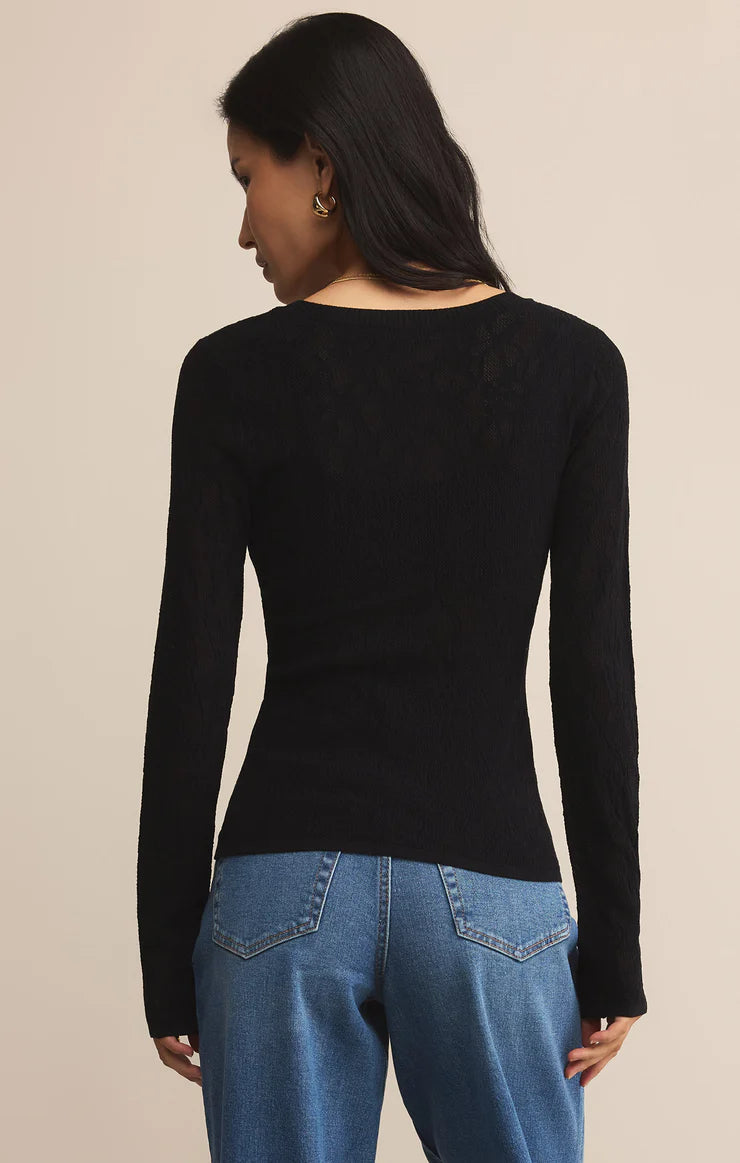 Z SUPPLY - TIBI SCOOP MESH SWEATER BLACK