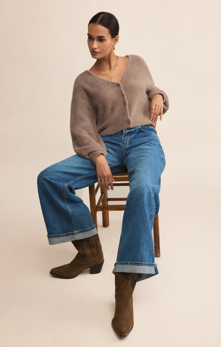 Z SUPPLY - SADIRA FLUFFY CROP CARDIGAN MOONLIGHT