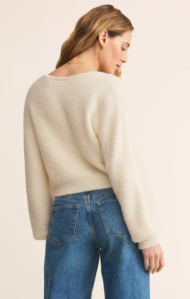 Z SUPPLY - SADIRA FLUFFY CROP CARDIGAN WARM WHITE