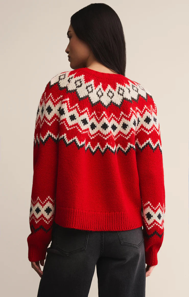 Z SUPPLY - ADORNMENT FAIR ISLE SWEATER FESTIVE RED