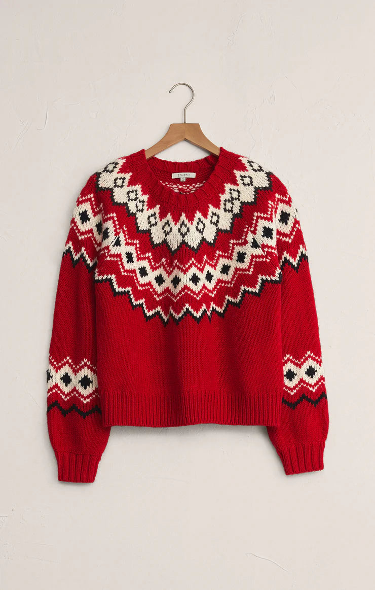 Z SUPPLY - ADORNMENT FAIR ISLE SWEATER FESTIVE RED