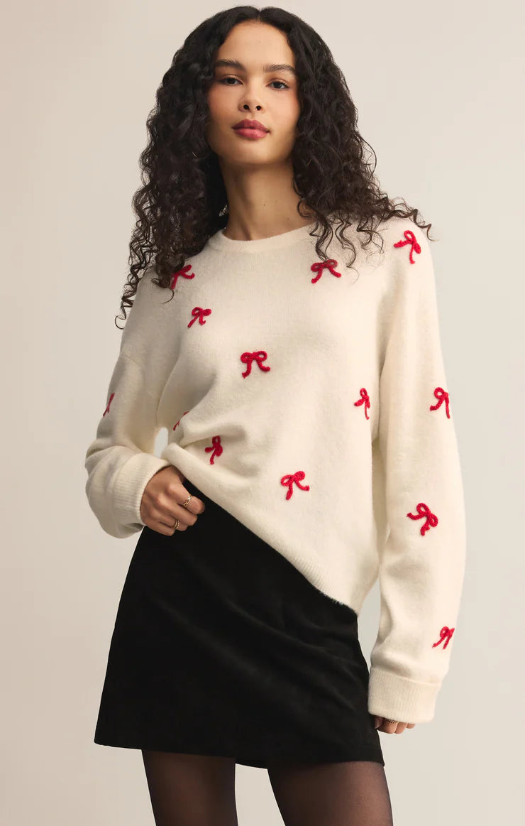 Z SUPPLY - TIE THE RIBBON SWEATER WARM WHITE