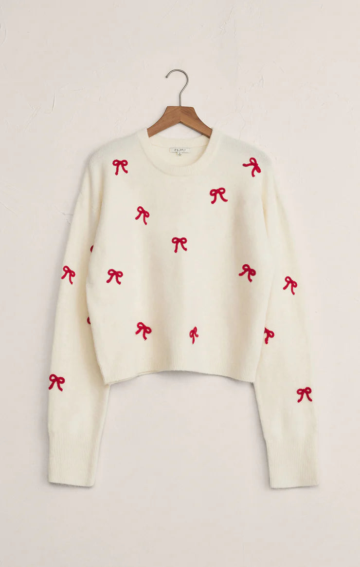 Z SUPPLY - TIE THE RIBBON SWEATER WARM WHITE