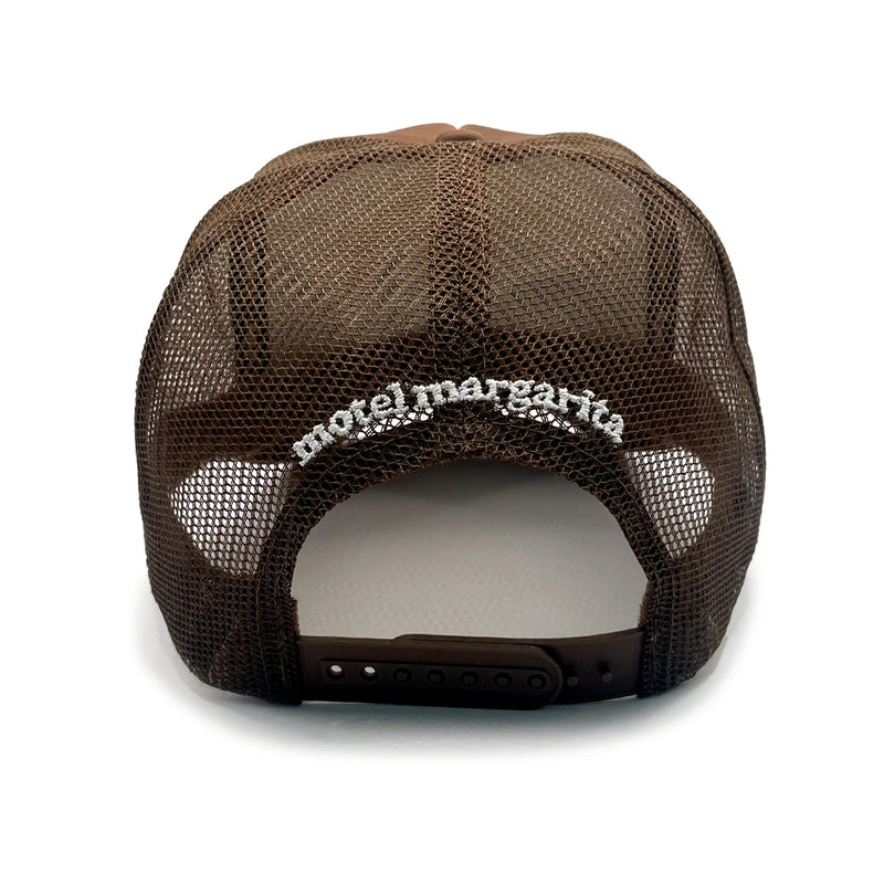 MOTEL MARGARITA - ASPIRE TO RETIRE TRUCKER HAT ESPRESSO
