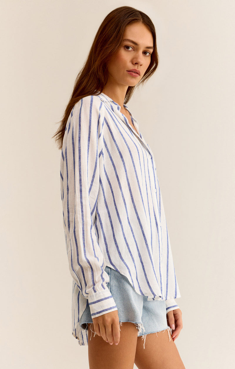 Z SUPPLY - THE PERFECT LINEN TOP PALACE BLUE