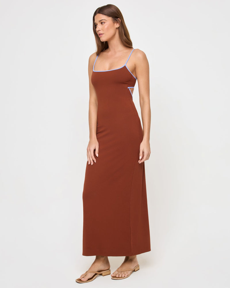 LSPACE - JORDANA DRESS TOBACCO PERI BLUE