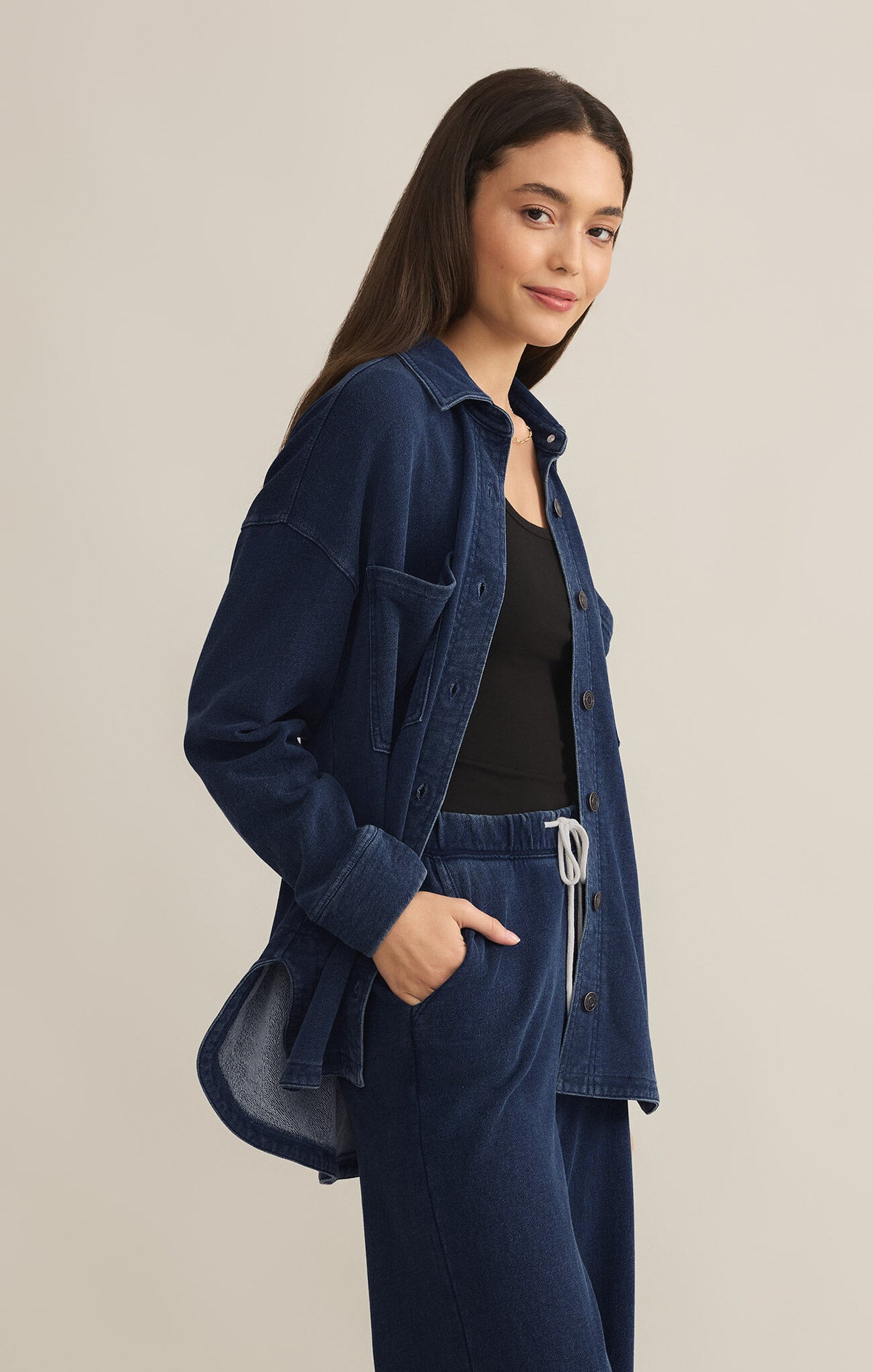 Z SUPPLY - ALL DAY KNIT DENIM JACKET INDIGO – swirlboutique