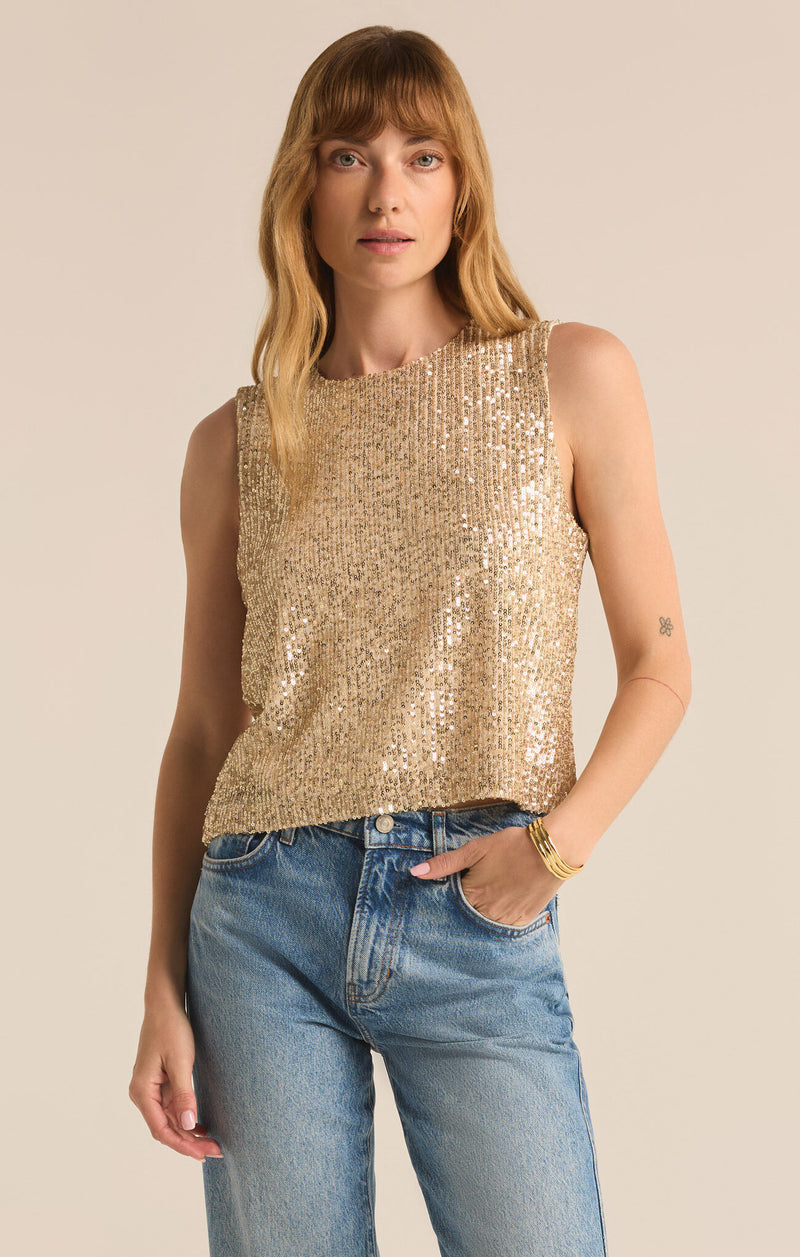 Z SUPPLY - SLOANE SEQUIN TOP CHAMPAGNE